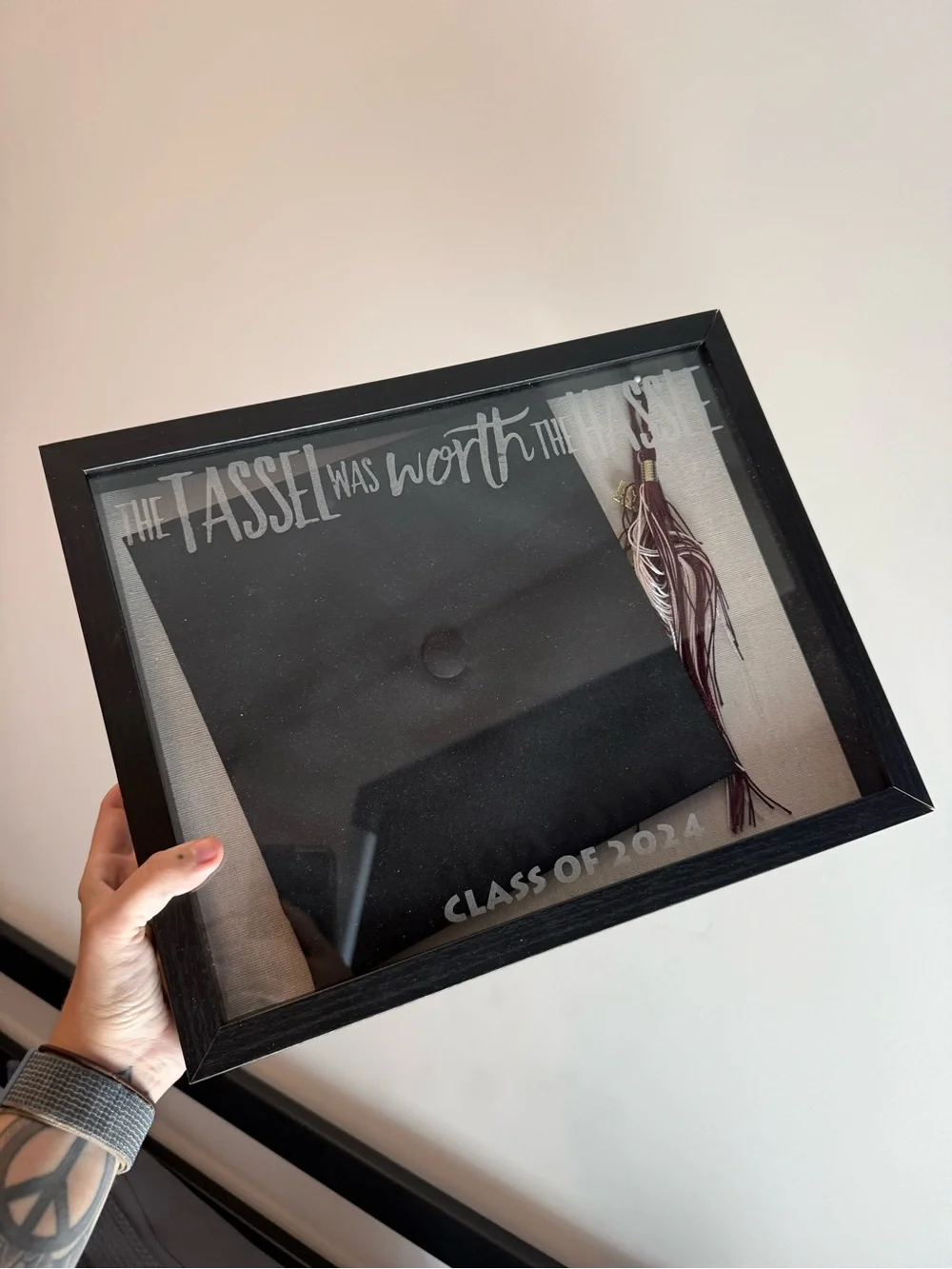 Black “Class of 2024” Graduation Cap and Tassel Shadow Box Frame